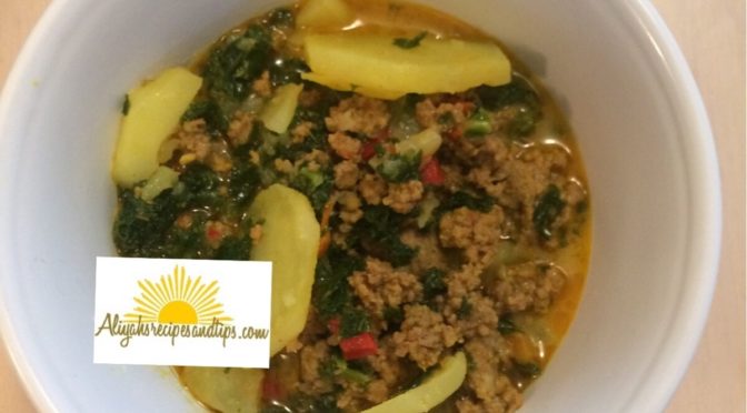 Ground beef, Potato, and Kale Soup