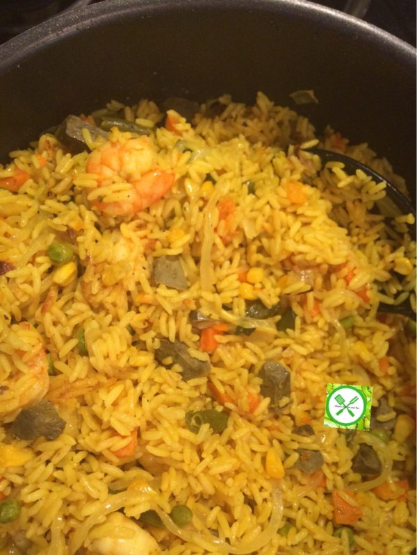 Nigerian Fried Rice with Shrimps