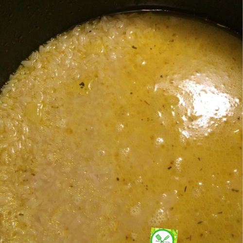 fry rice and add broth