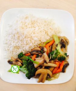 veggies stirfry with teriyaki and rice