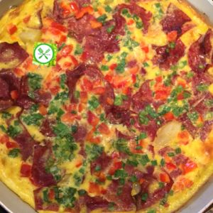 Potatoes and beef omelette
