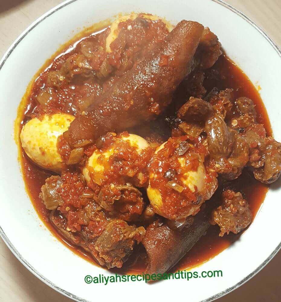 Ayamase stew, Red ayamase stew, Ofada rice stew, Ofada stew, Nigerian Ayamase stew